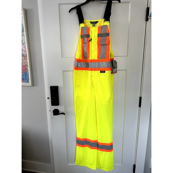 Work King High Visibility Bib Working Construction Overall Green Men Size Small - Picture 1 of 7